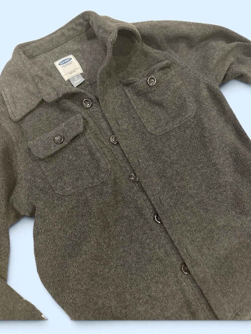 Old Navy Kids Gray Button-Up Wool Blend Shirt Jacket